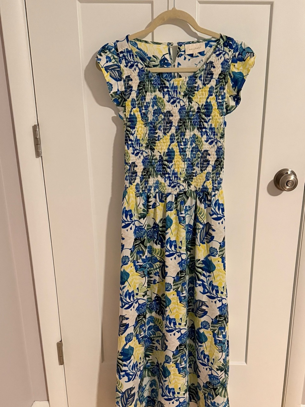 Nordstrom MELLODAY Blue and Green Floral Print Maxidress
